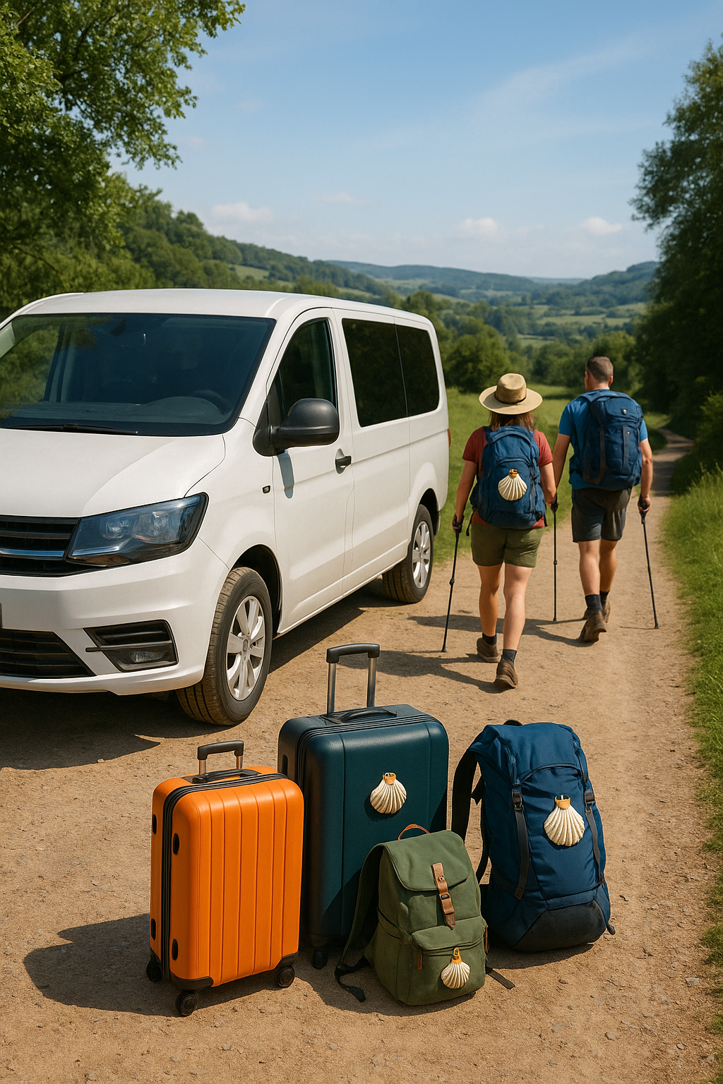 BagWay Express van transporting luggage along the Camino de Santiago in Spain