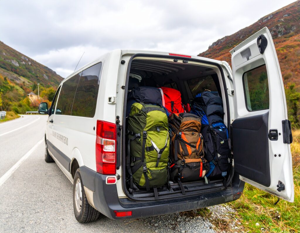BagWay Express van parked along the Camino de Santiago route, ready for daily luggage transfers